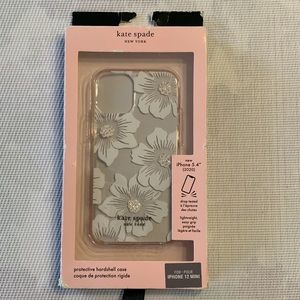 Kate Spade Apple iPhone 12 Mini Protective Hard Shell Case Floral Clear
